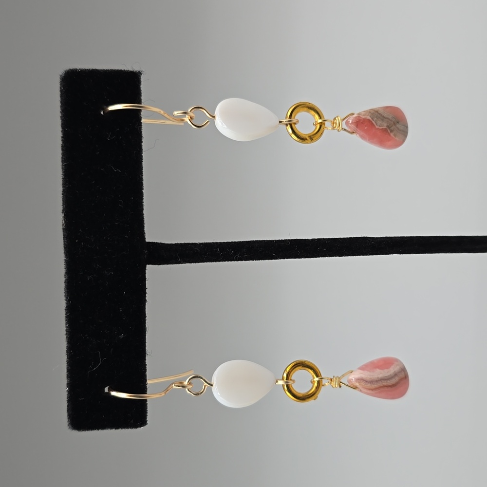 Mother of Pearl and Rhodochrosite Earrings
